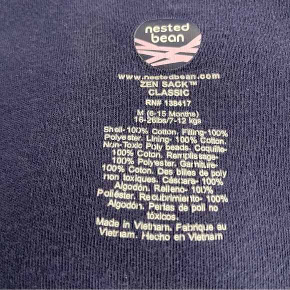 Nested Bean Zen Sack Classic Navy Soft Sleep Sack Size M 6-15 Months 16-26 lbs - Picture 10 of 12